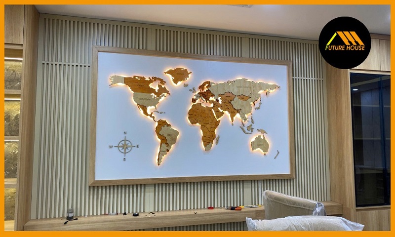 Dùng tranh gỗ bản đồ để decor tường nhà đẹp, sang trọng